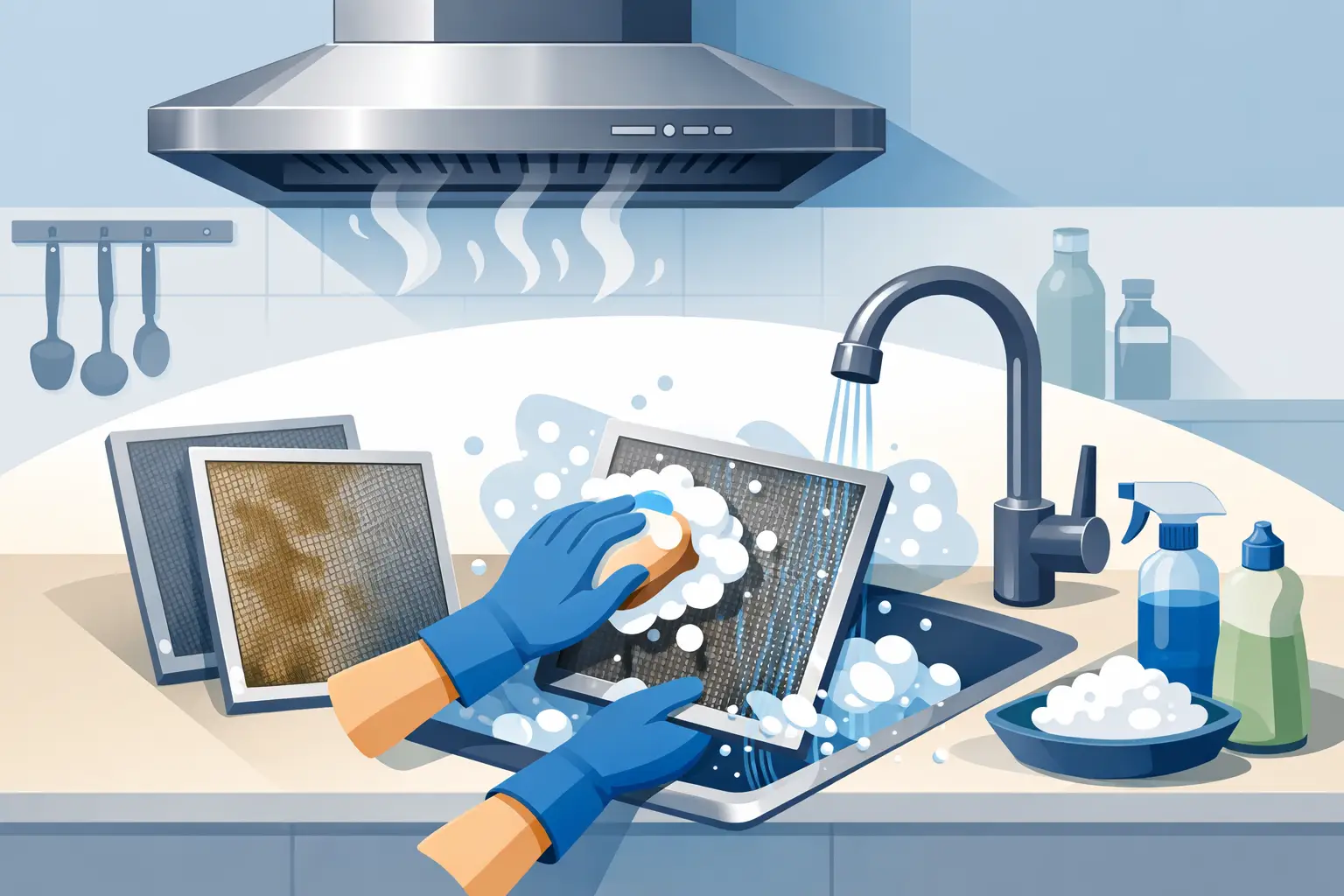 How to Clean Kitchen Exhaust Hood Filters