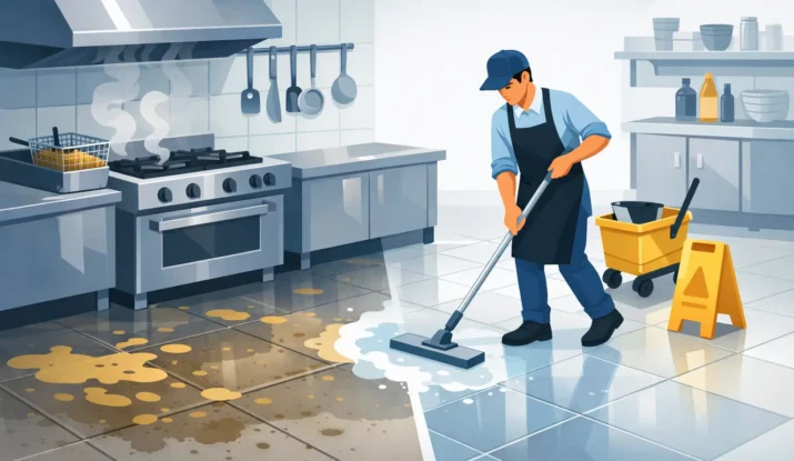 How to Remove Floor Grease in Commercial Kitchens