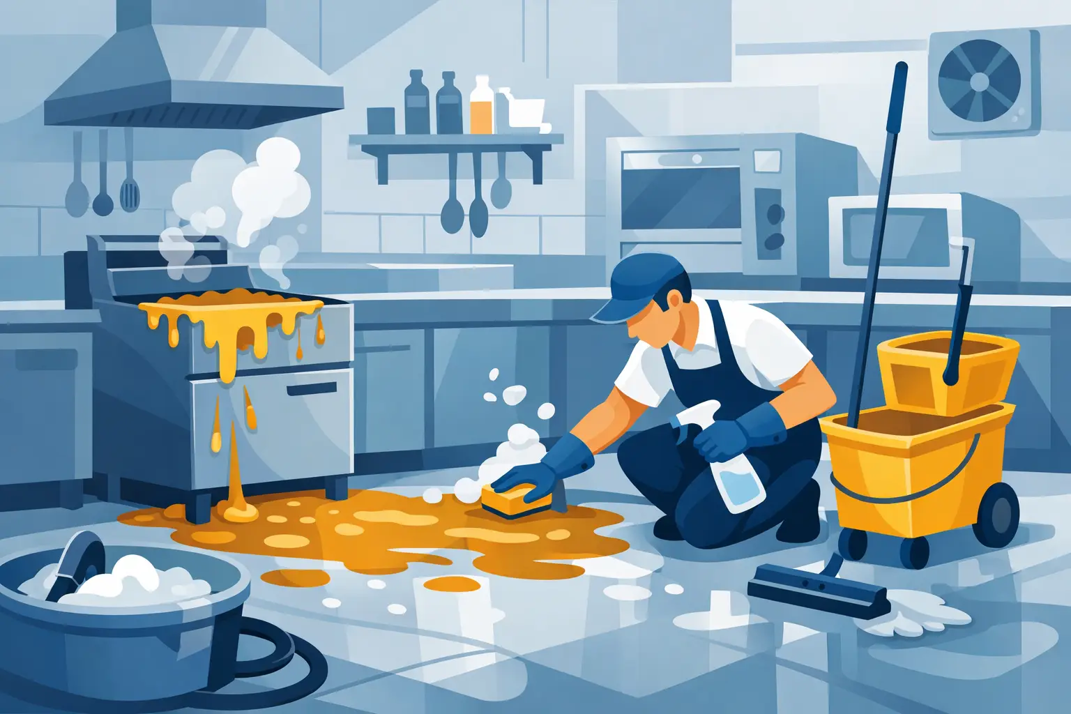 Grease Cleanup After Overflow for Commercial Kitchens