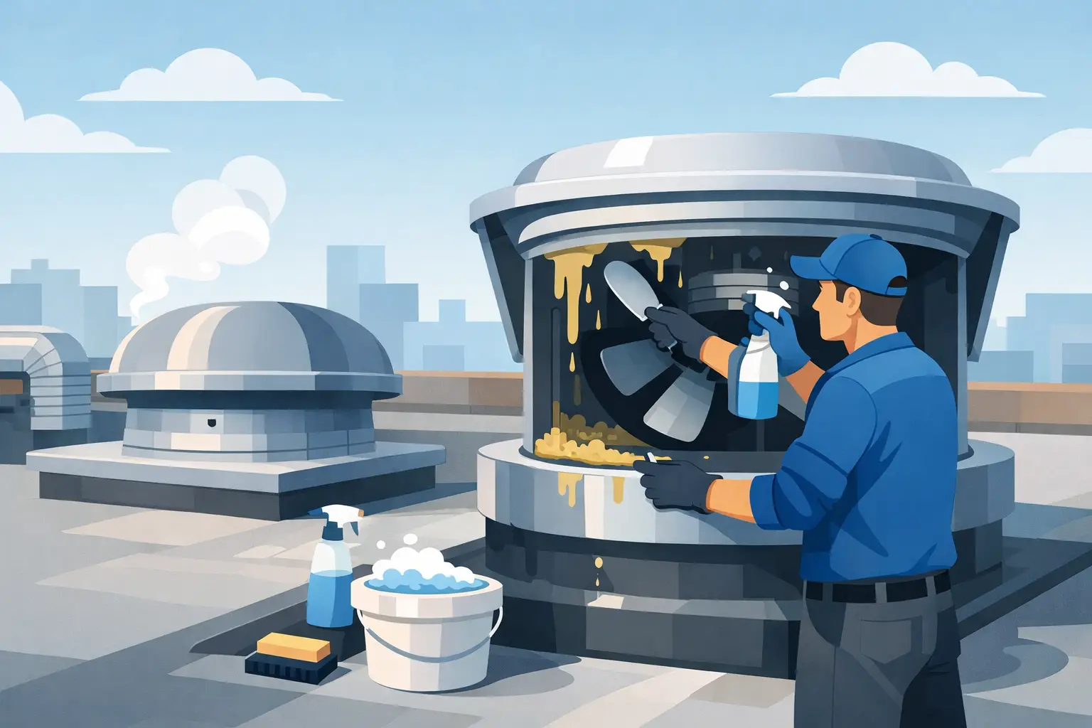 How to Remove Roof Grease From Kitchen Exhaust Fans