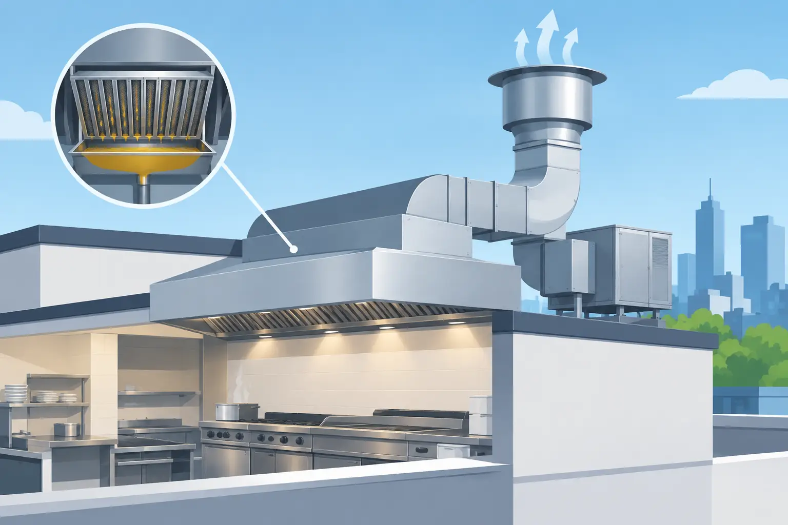 Rooftop Exhaust Grease Containment for Kitchens